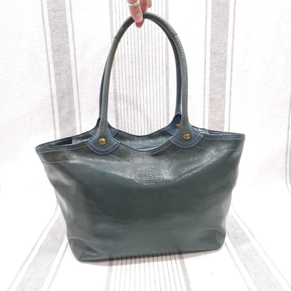 Coach Blue Leather Tote Bag